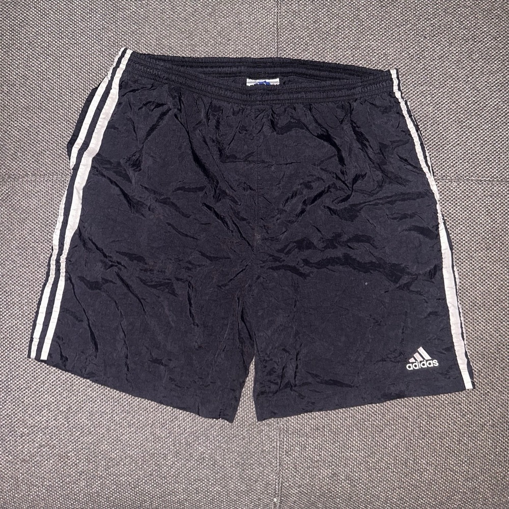 Vintage 90s Adidas Black Sun Faded Athletic Shorts Mens Size Large L 3 Stripes